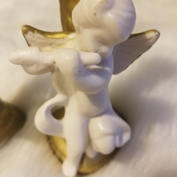 Cherub Porcelain Candle Holders (2) 1996 Vintage - Picture 2 of 8